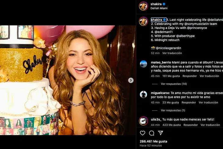 Así presumió Shakira su festejo de cumpleaños&nbsp;