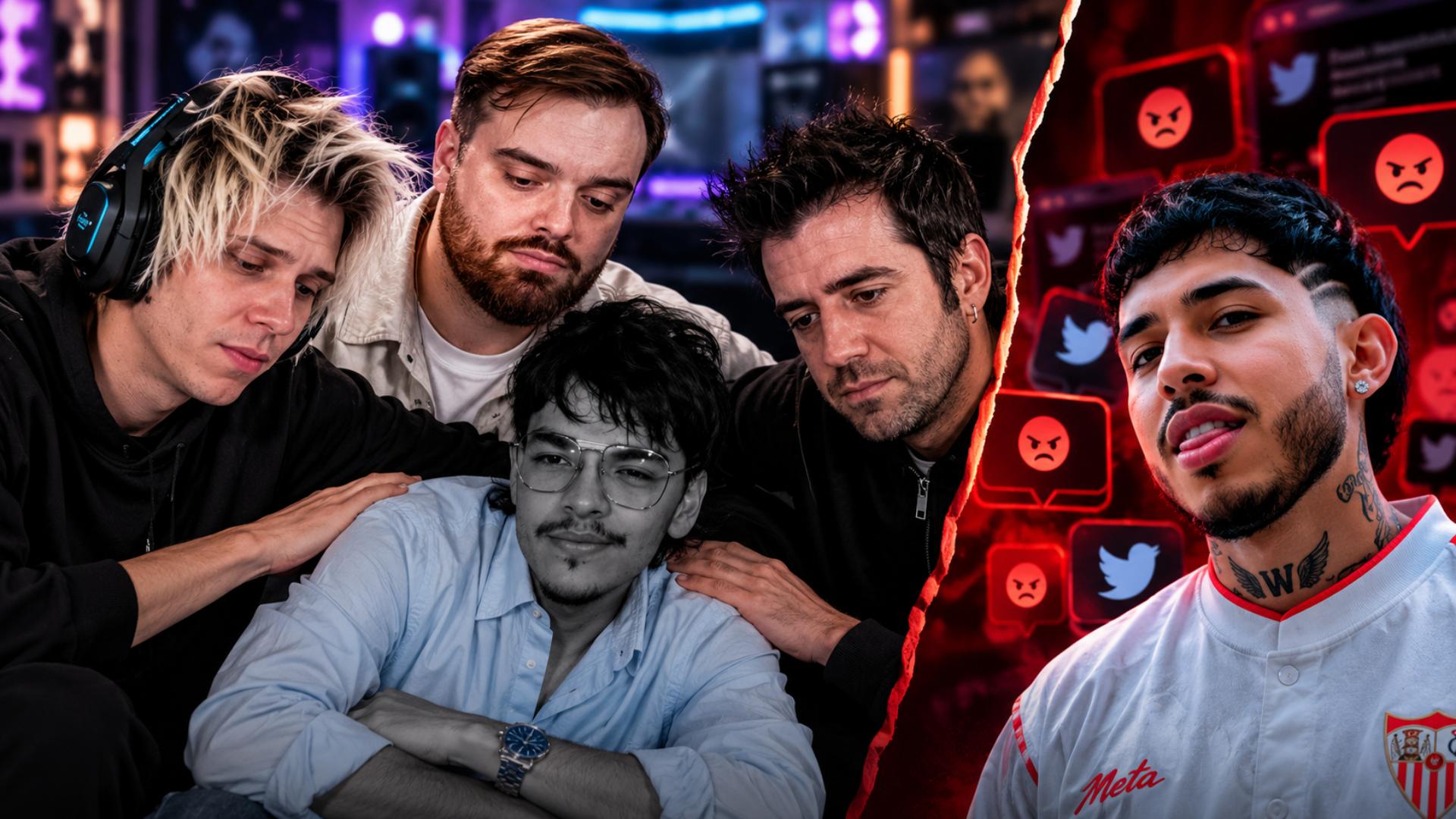 AuronPlay, Ibai y El Rubius aparecen junto a Komanche en un montaje editorial, mientras Westcol figura sobre un fondo rojo.